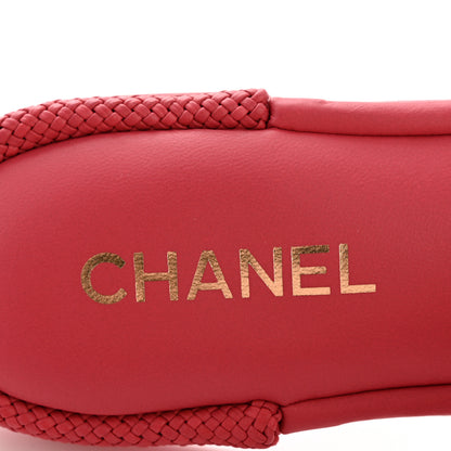 Chanel Lambskin CC Braided Mules 39 Red Pink 8 of 11