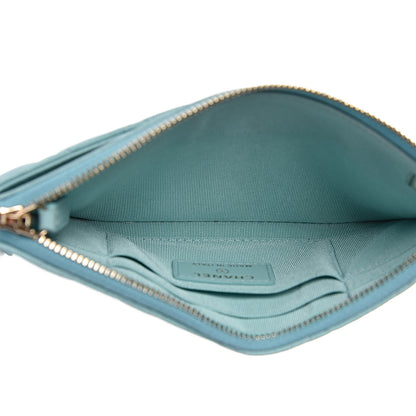 Chanel Caviar Quilted Classic Zip Pouch Light Blue 5 of 8