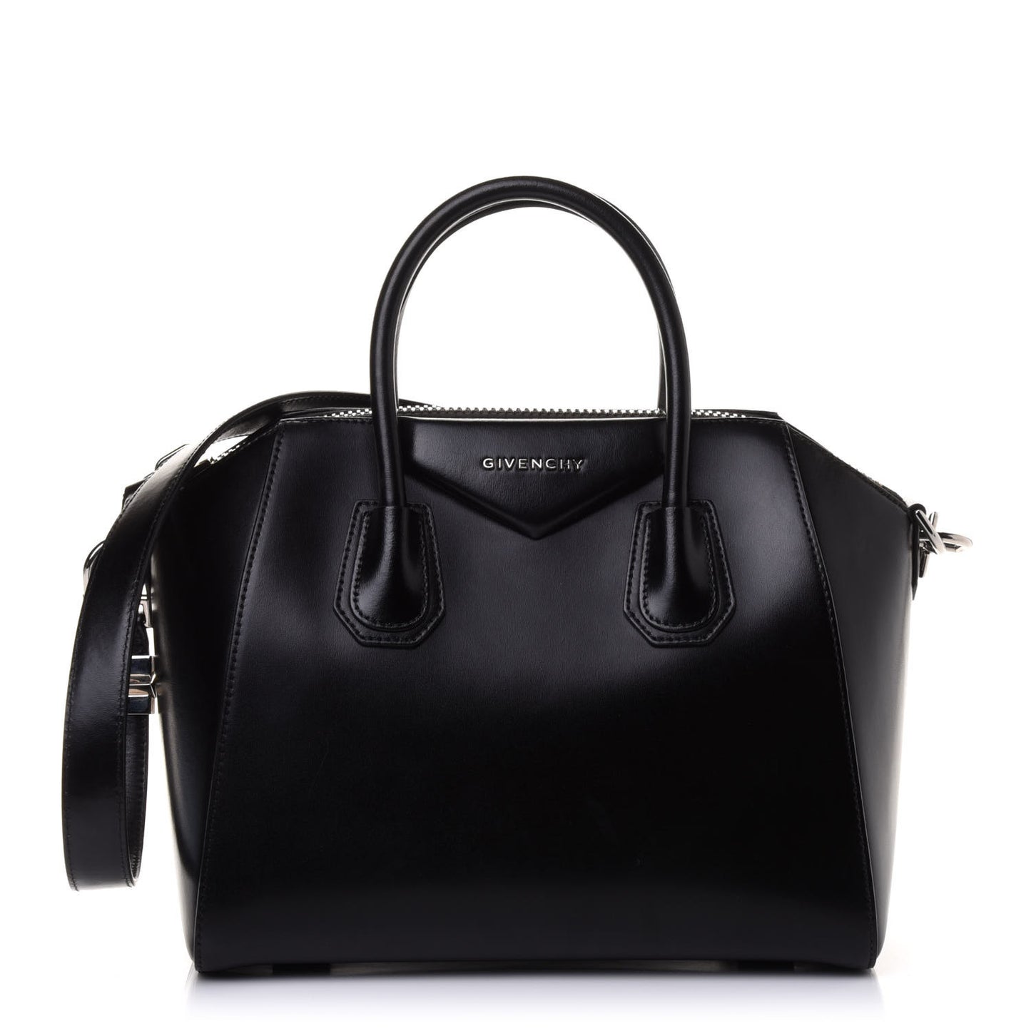Shiny Lord Calfskin Small Antigona Black