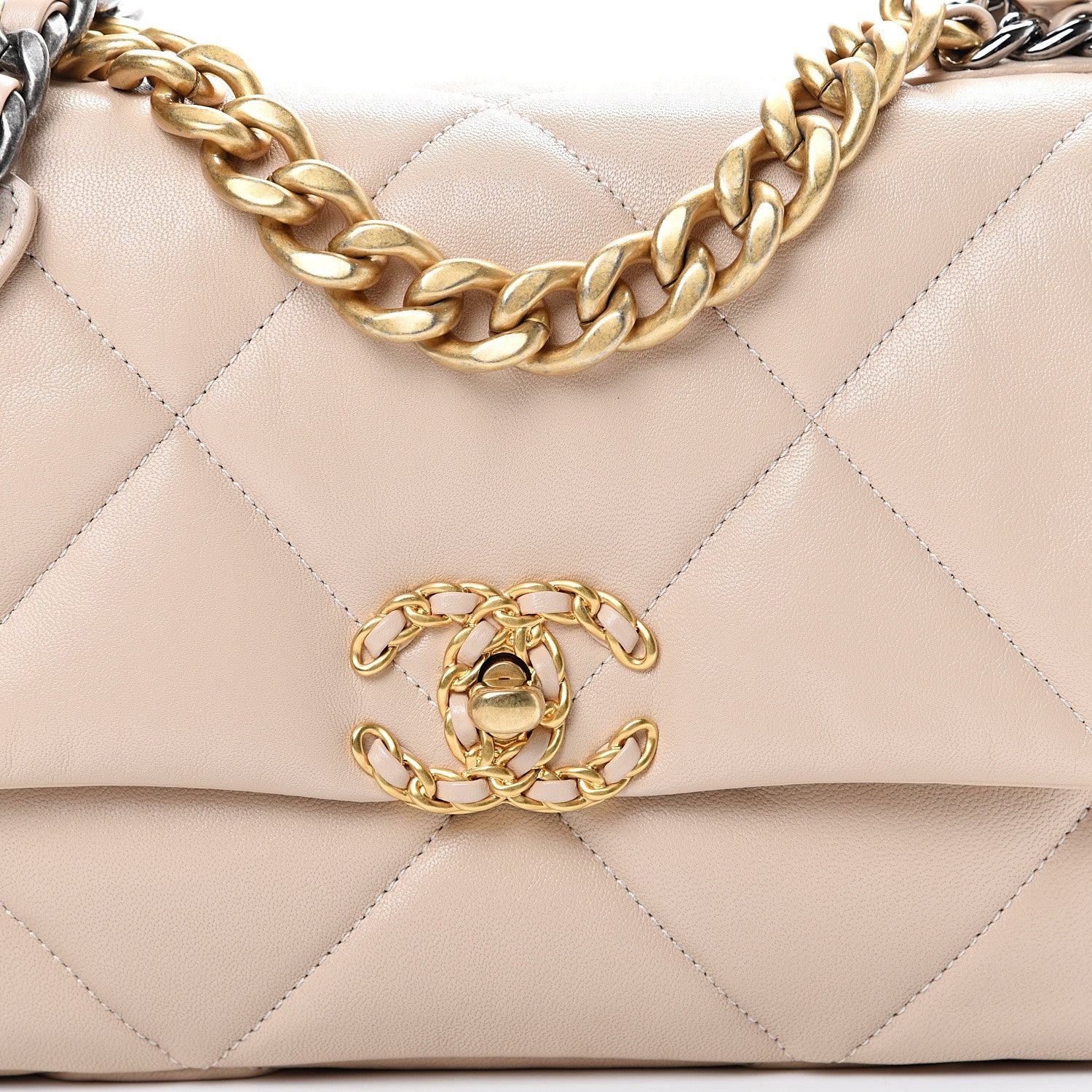 Chanel Goatskin Quilted Medium 19 Flap Beige 6 of 9