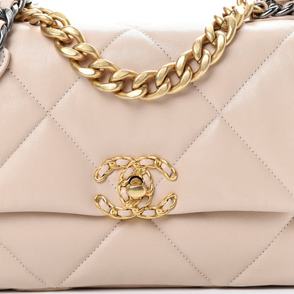 Chanel Goatskin Quilted Medium 19 Flap Beige 6 of 9