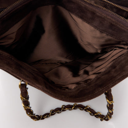 Chanel Suede Shopping Chain Tote Brown 6 of 12