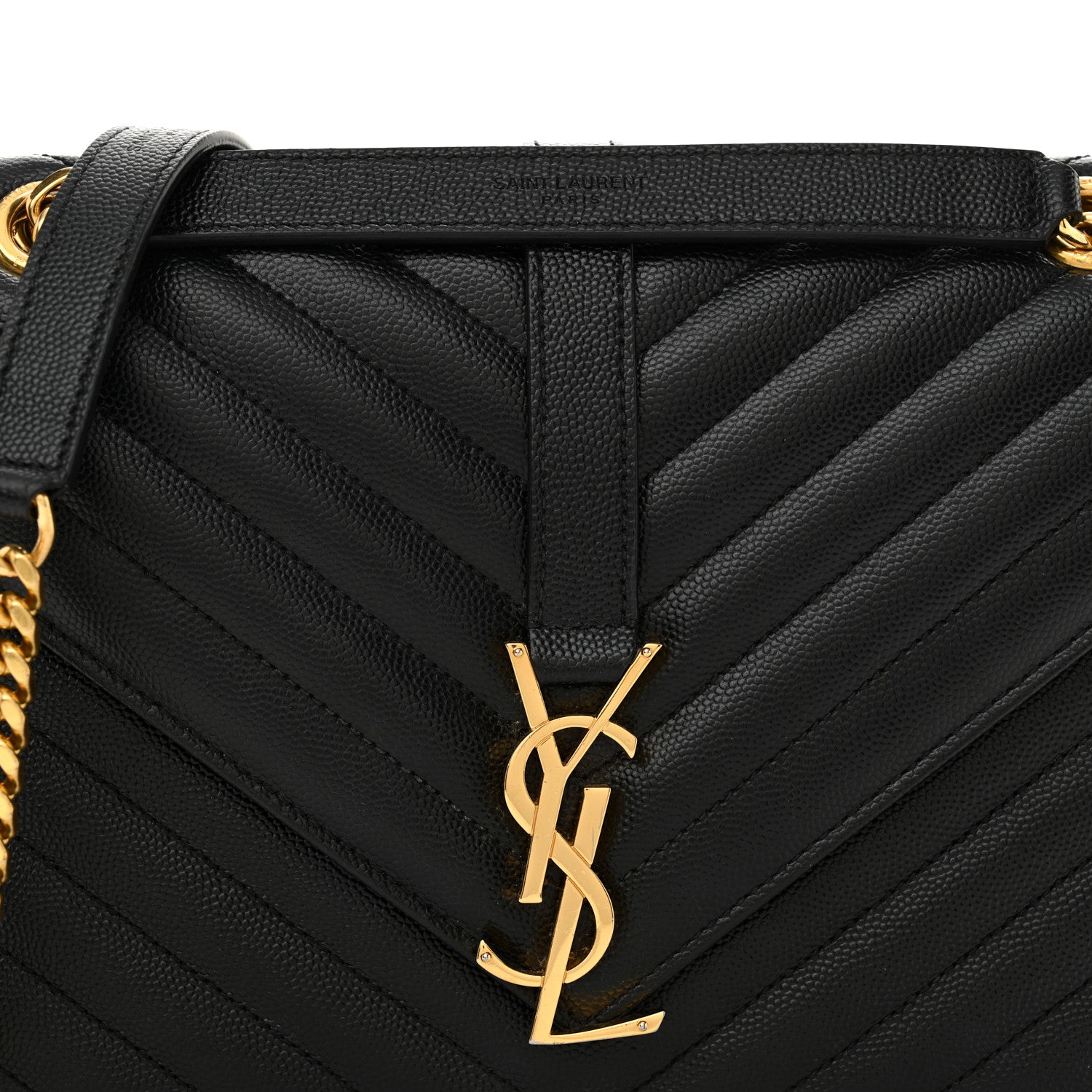 Saint Laurent Grain De Poudre Matelasse Chevron Medium Monogram Satchel Black 8 of 12