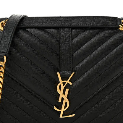 Saint Laurent Grain De Poudre Matelasse Chevron Medium Monogram Satchel Black 8 of 12