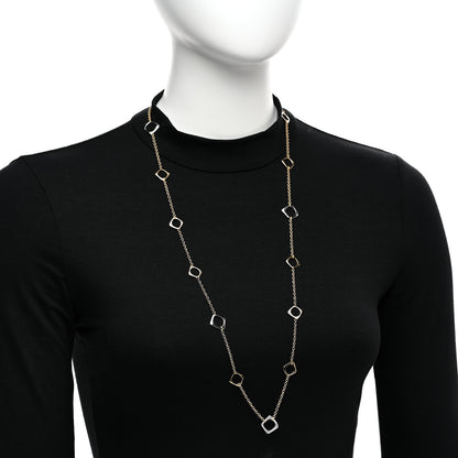Roberto Coin 18K Yellow White Gold Diamond Square Station Toggle Necklace 2 of 5