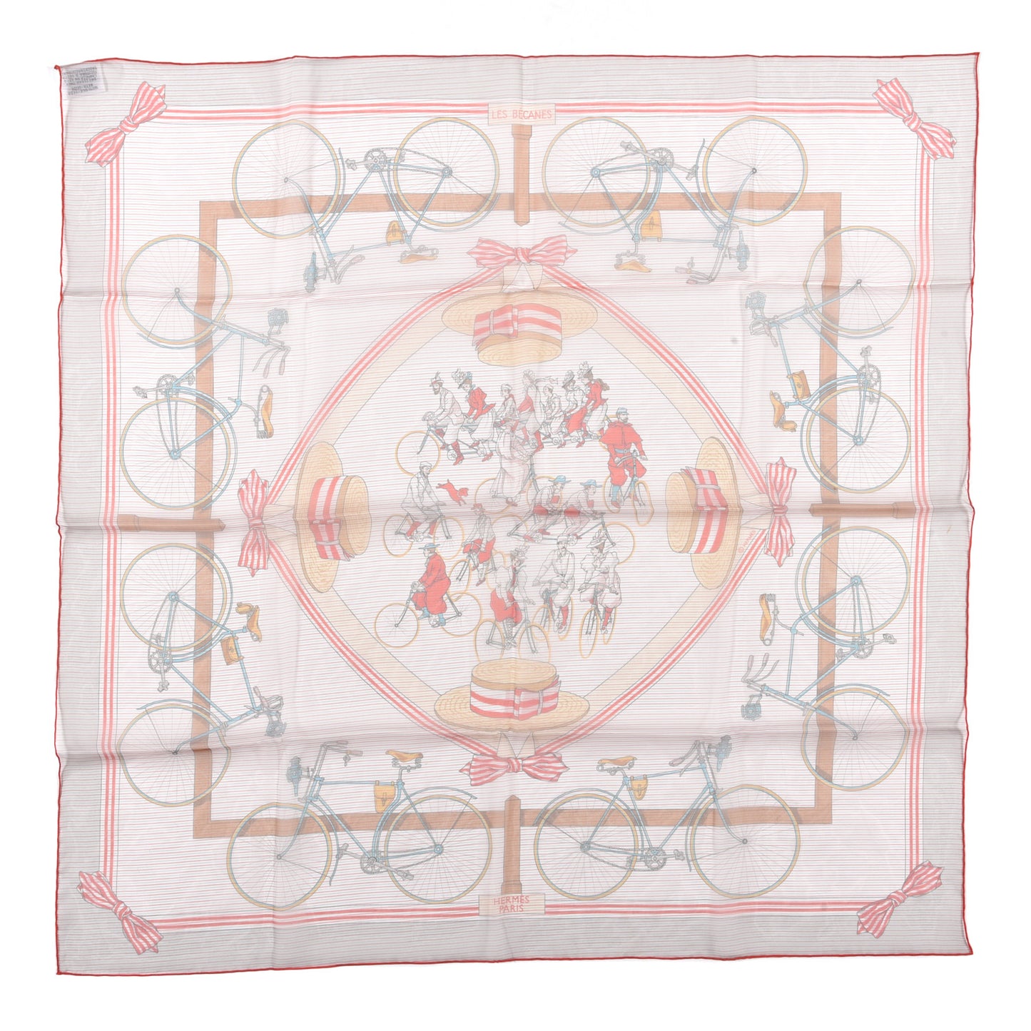 Silk Mousseline Les Becanes Scarf 70 Grenadine Beige Bleu
