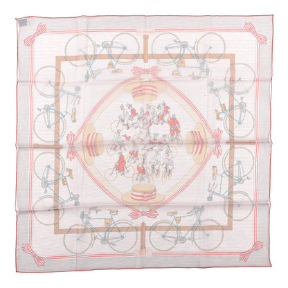 Hermes Silk Mousseline Les Becanes Scarf 70 Grenadine Beige Bleu 1 of 5