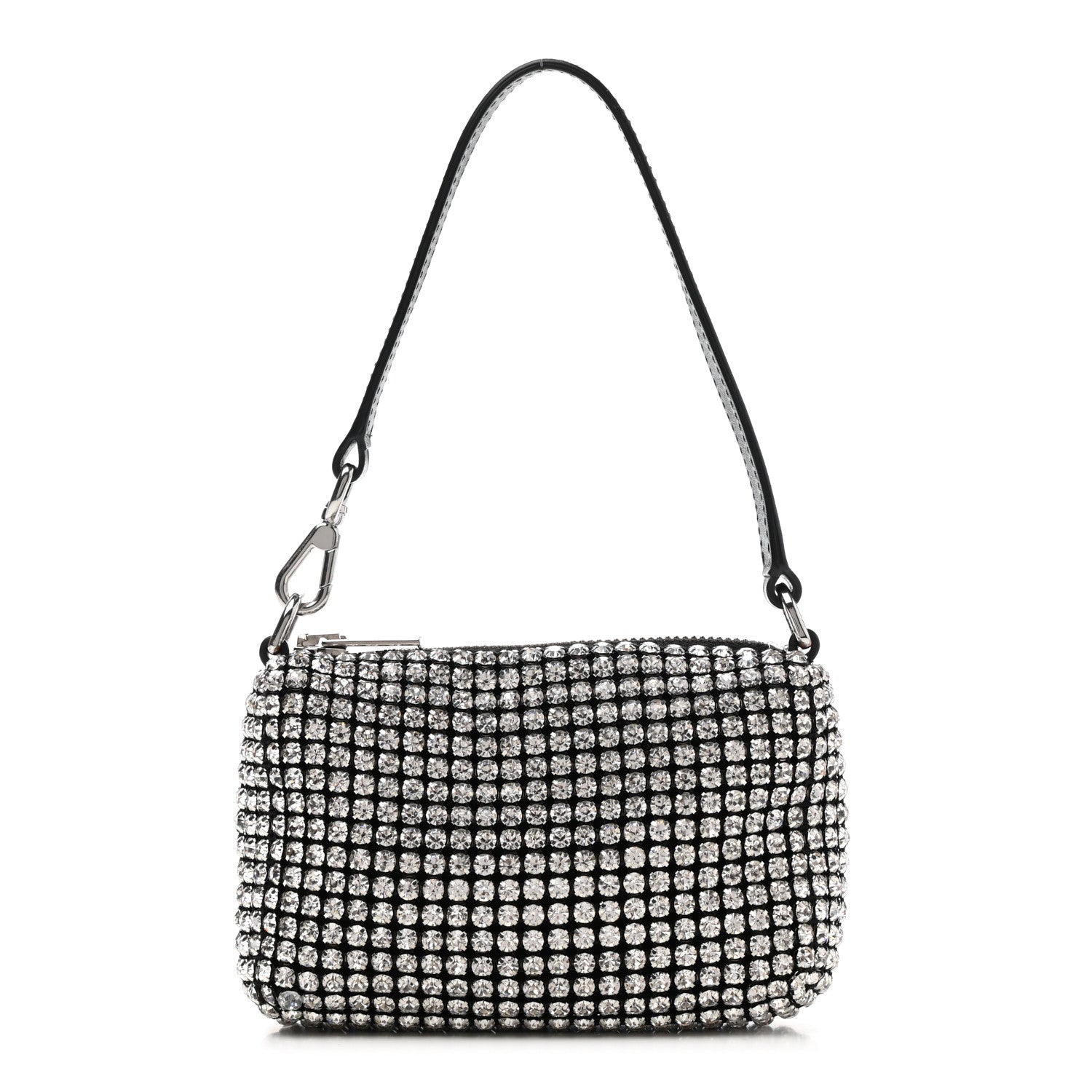 Alexander Wang Mesh Crystal Rhinestone Mini Heiress Pouch Black Silver 1 of 6