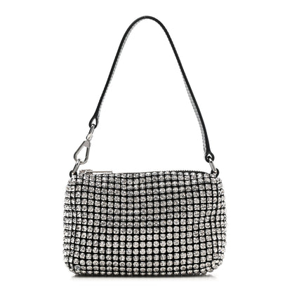 Alexander Wang Mesh Crystal Rhinestone Mini Heiress Pouch Black Silver 1 of 6