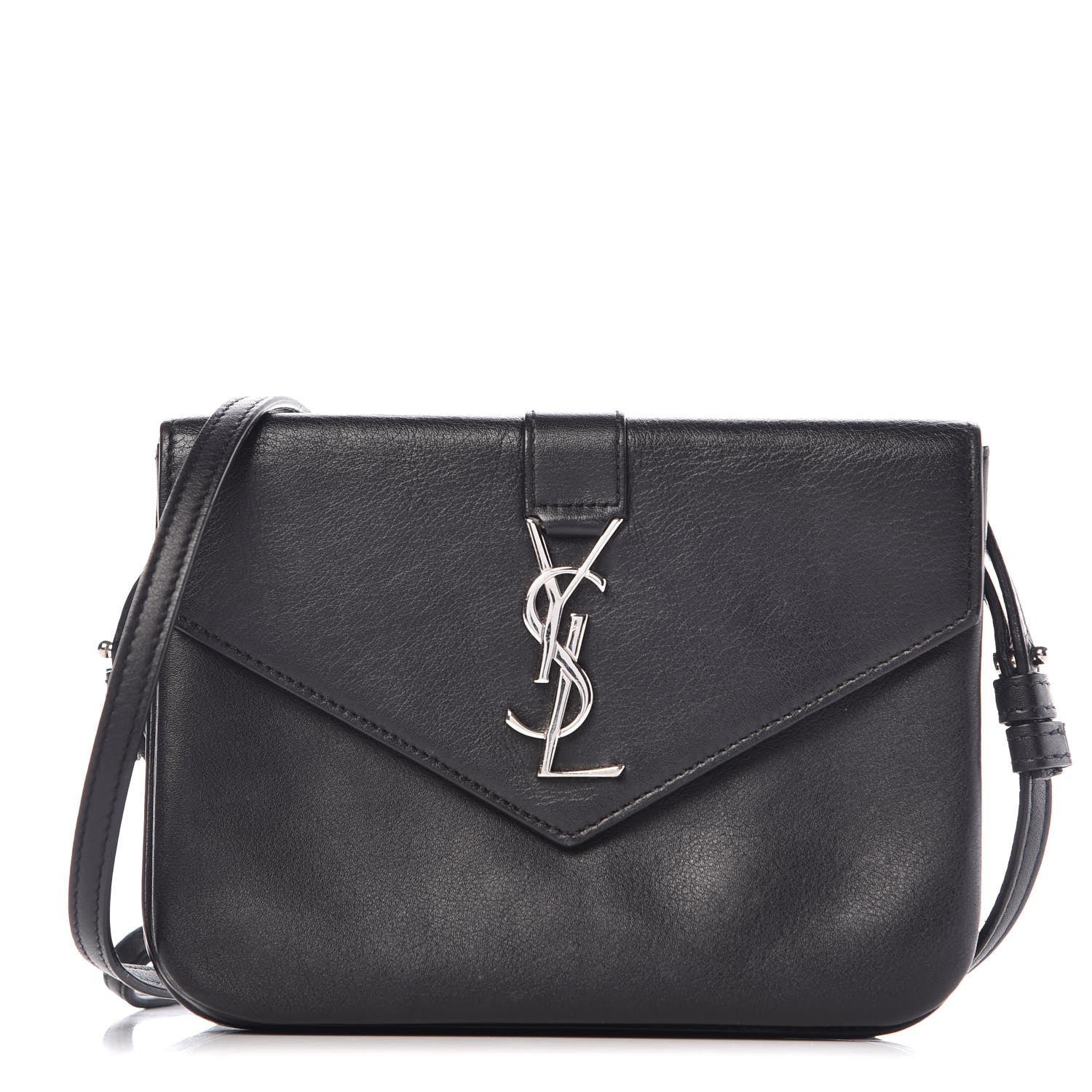 Saint Laurent Calfskin Monogram Tri Pocket Crossbody Bag Black 1 of 11