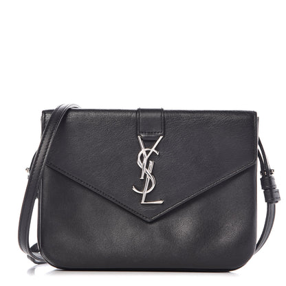 Saint Laurent Calfskin Monogram Tri Pocket Crossbody Bag Black 1 of 11