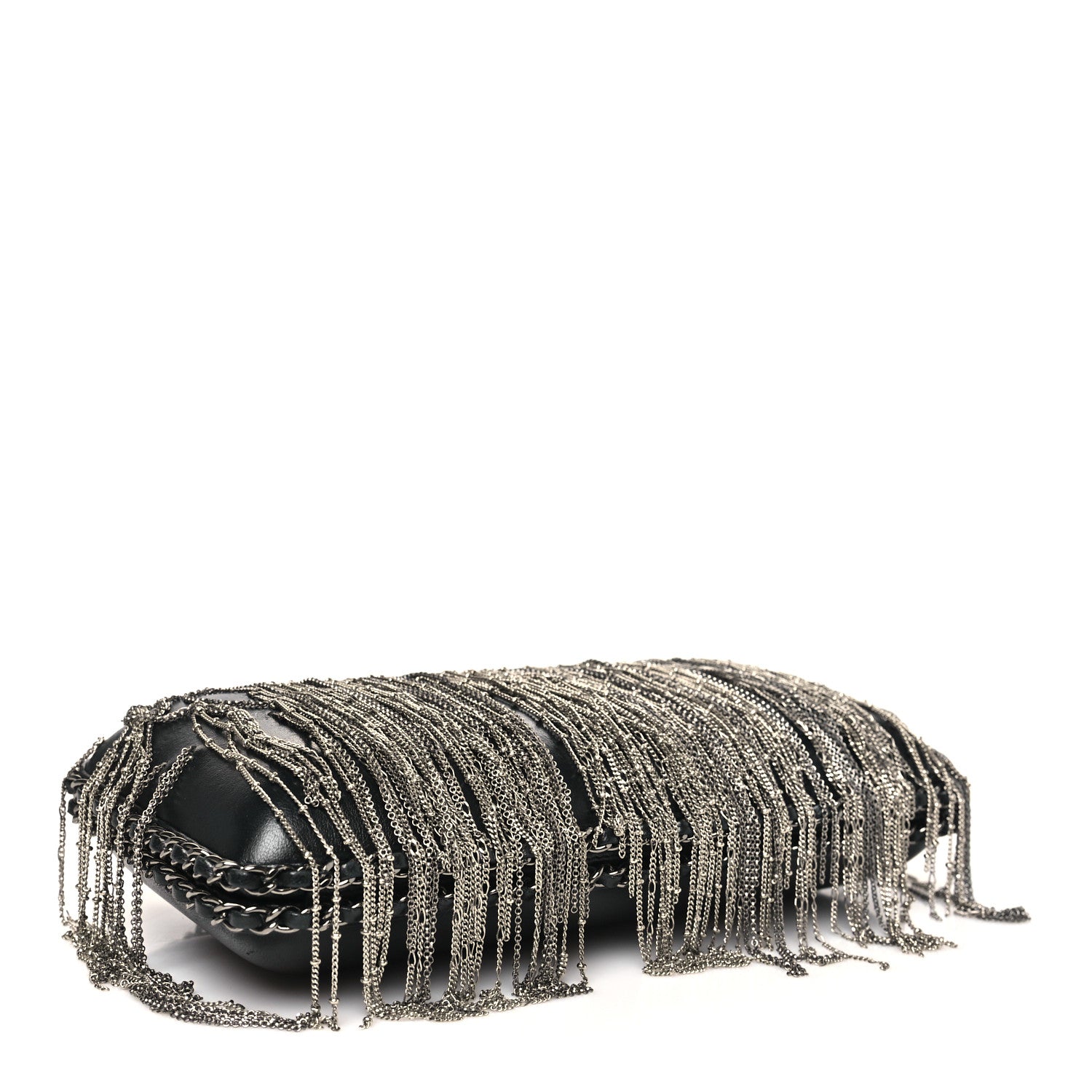 Chanel Lambskin Chain Fringe Clutch With Chain Black 1853138 Chanel Lambskin Chain Fringe Clutch With Chain Black 1853138