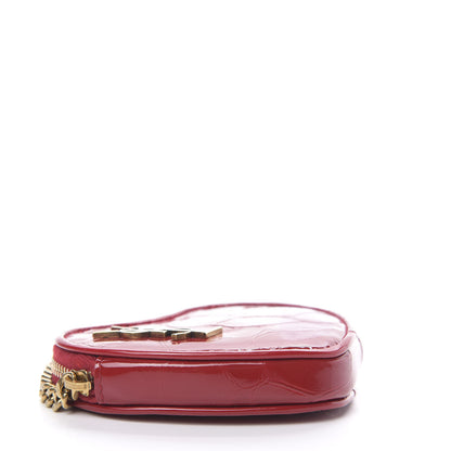 Saint Laurent Patent Crocodile Embossed Monogram Heart Key Pouch Rouge Eros 4 of 9