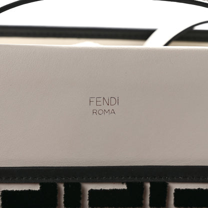 Fendi Vitello Century Velvet F is Fendi FF Embroidered Regular Runaway Satchel White Black 6 of 10