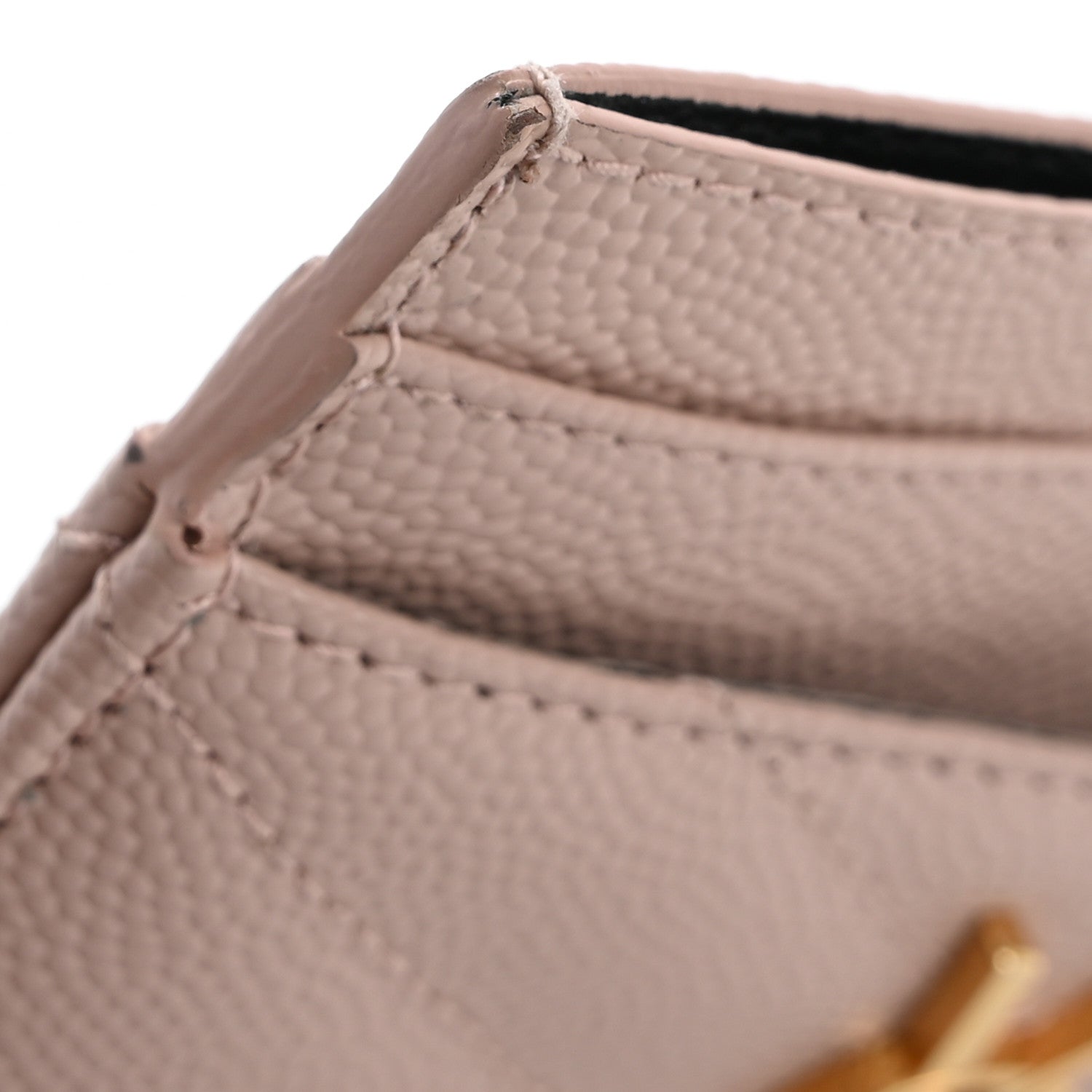 Saint Laurent Grain De Poudre Matelasse Chevron Monogram Credit Card Case Pale Pink 12 of 16
