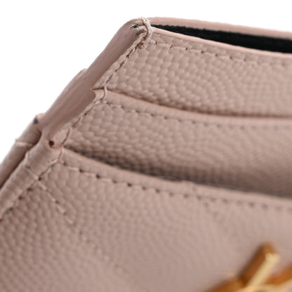 Saint Laurent Grain De Poudre Matelasse Chevron Monogram Credit Card Case Pale Pink 12 of 16