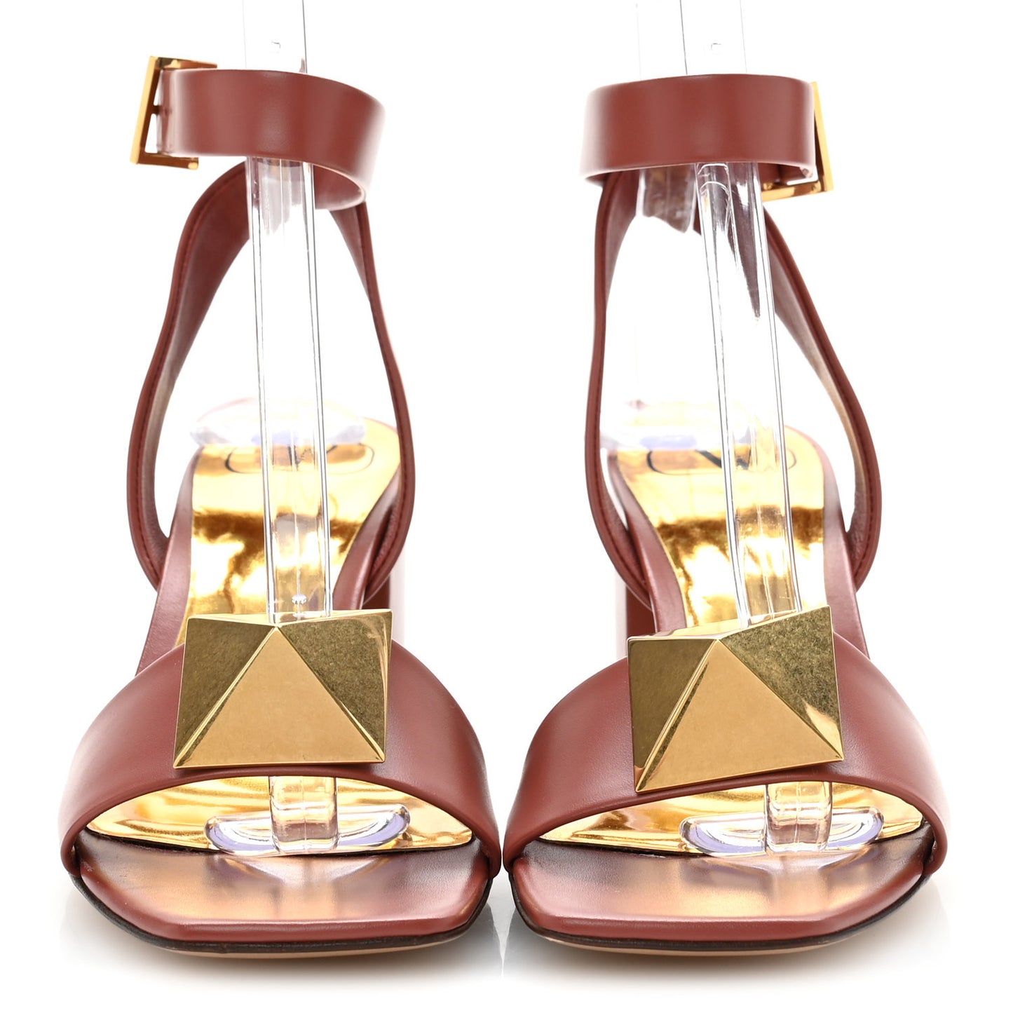 Calfskin One Stud Ankle Strap 60mm Sandals 37.5 Gingerbread