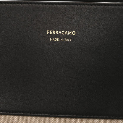 Salvatore Ferragamo Canvas Calfskin North South Charming Tote Natural Black 9 of 11