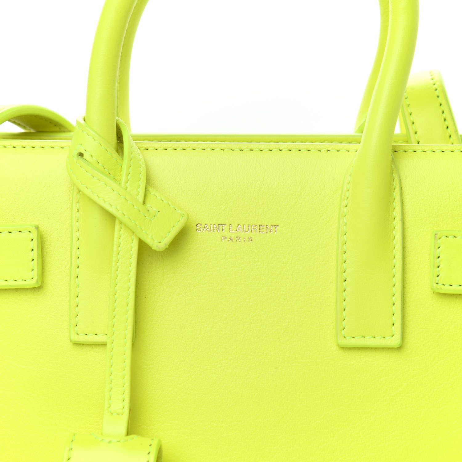 Saint Laurent Calfskin Nano Sac De Jour Neon Yellow 9 of 9
