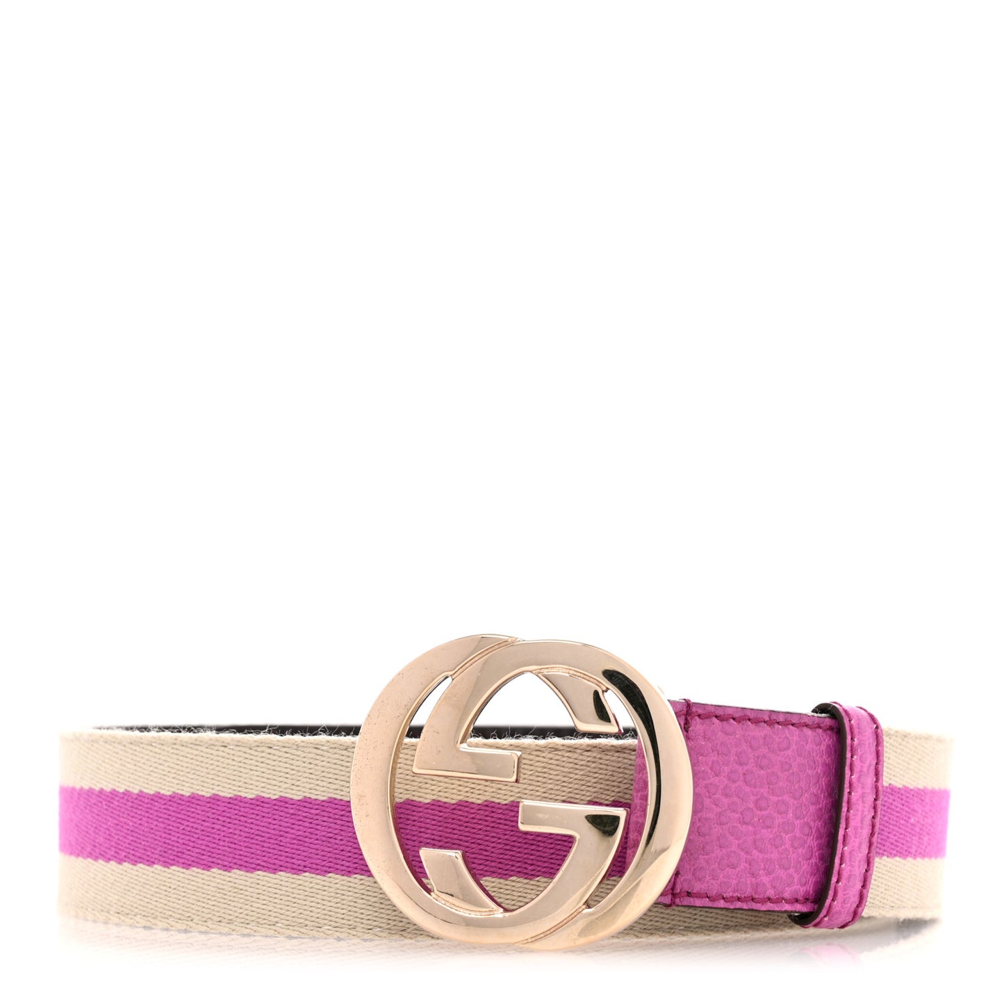Calfskin Web Interlocking G Belt 85 34 Fuchsia White