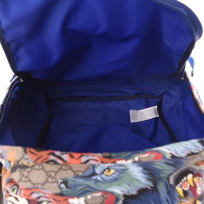 Gucci Soft GG Supreme Monogram Animal Faces Childrens Tote Backpack Beige Ebony Multicolor Electric Blue Military Fresia 5 of 8