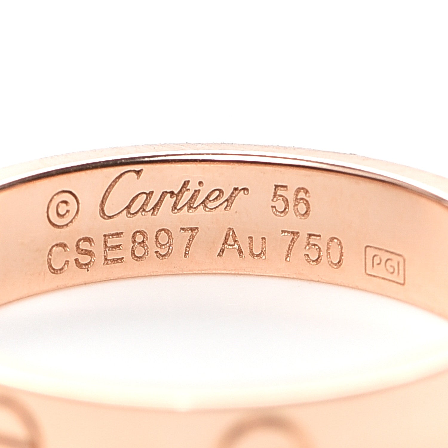 Cartier 18K Pink Gold Diamond 4mm LOVE Wedding Band Ring 56 7.5 4 of 4
