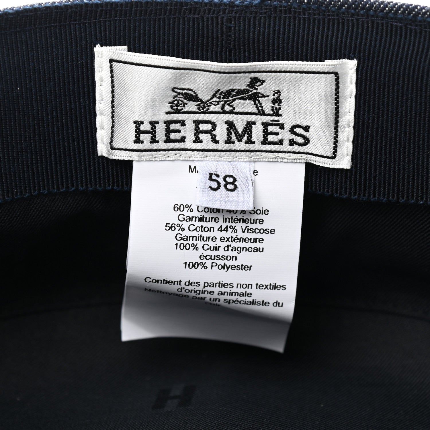 Hermes Denim Cabourg Cap 58 Indigo 8 of 9
