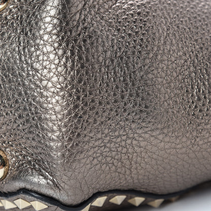 Valentino Garavani Metallic Alce Printed Calfskin Medium Rockstud Tote Sasso 14 of 14