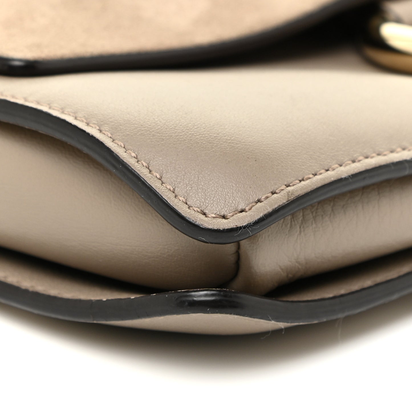 Suede Calfskin Small Faye Shoulder Bag Motty Grey
