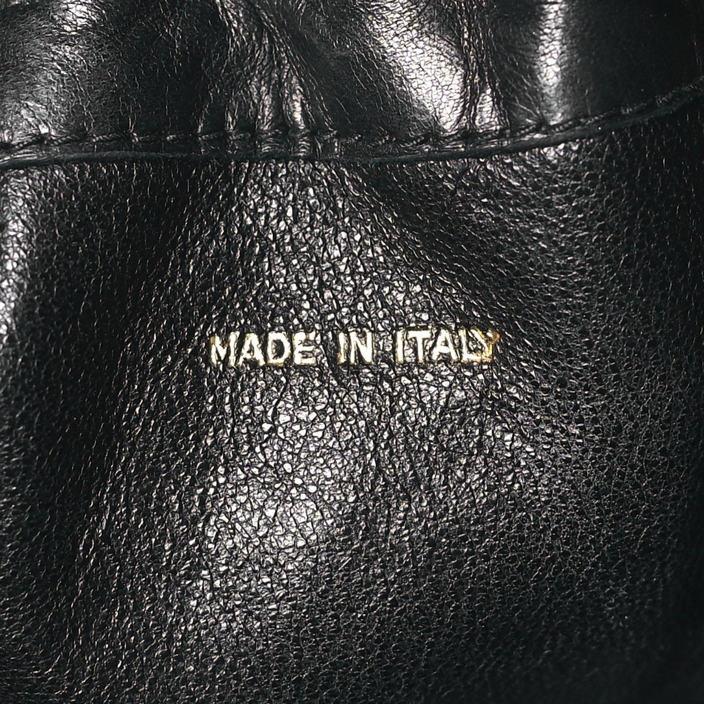 Lambskin Quilted Mini Drawstring Bucket Bag Black