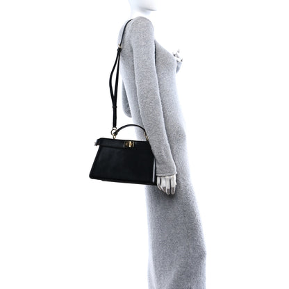 Fendi Vitello King Luxor Shiny Nappa Medium Peekaboo I SEE U East West Satchel Black Light Rose 2 of 9