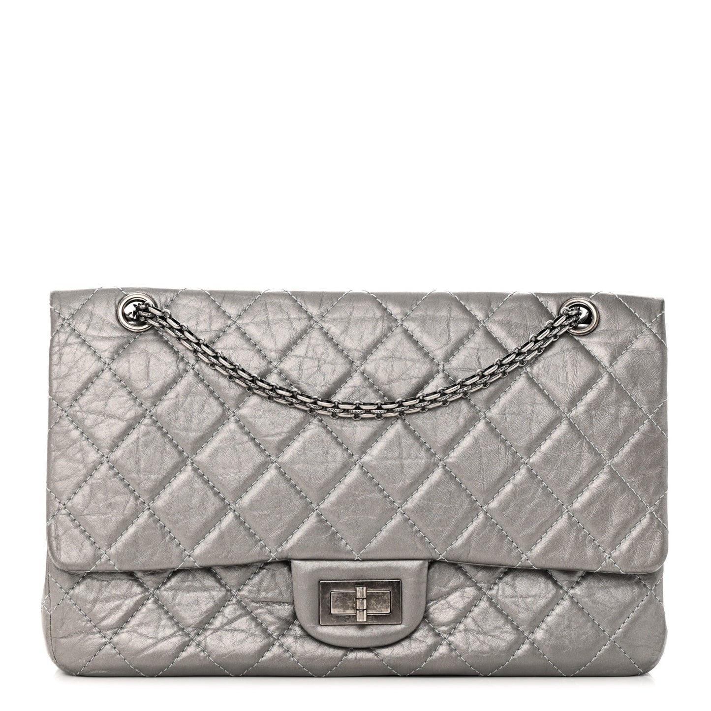 Metallic Aged Calfskin Quilted 2.55 Reissue 227 Flap Grey