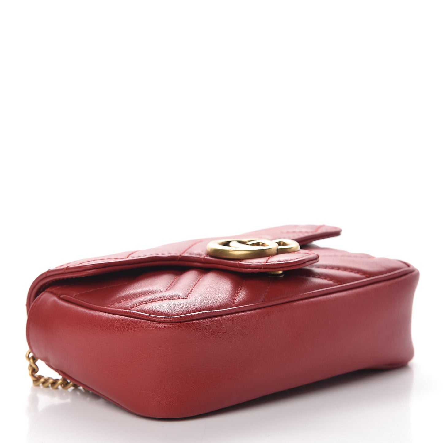 Calfskin Matelasse Super Mini GG Marmont Shoulder Bag Hibiscus Red