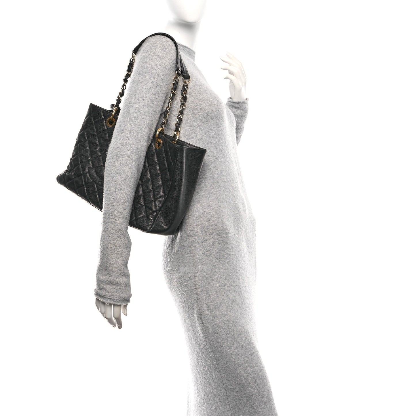 Caviar Quilted Grand Shopping Tote GST Black