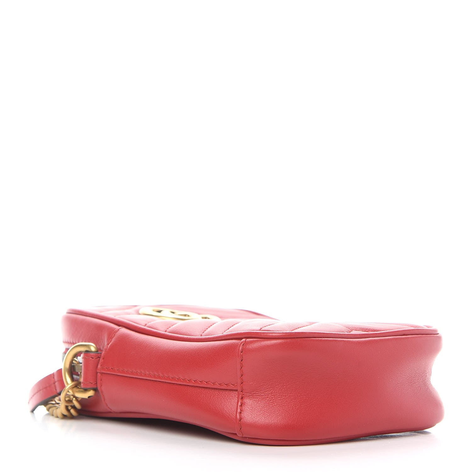 Gucci Calfskin Matelasse Mini GG Marmont Crossbody Bag Hibiscus Red 4 of 9
