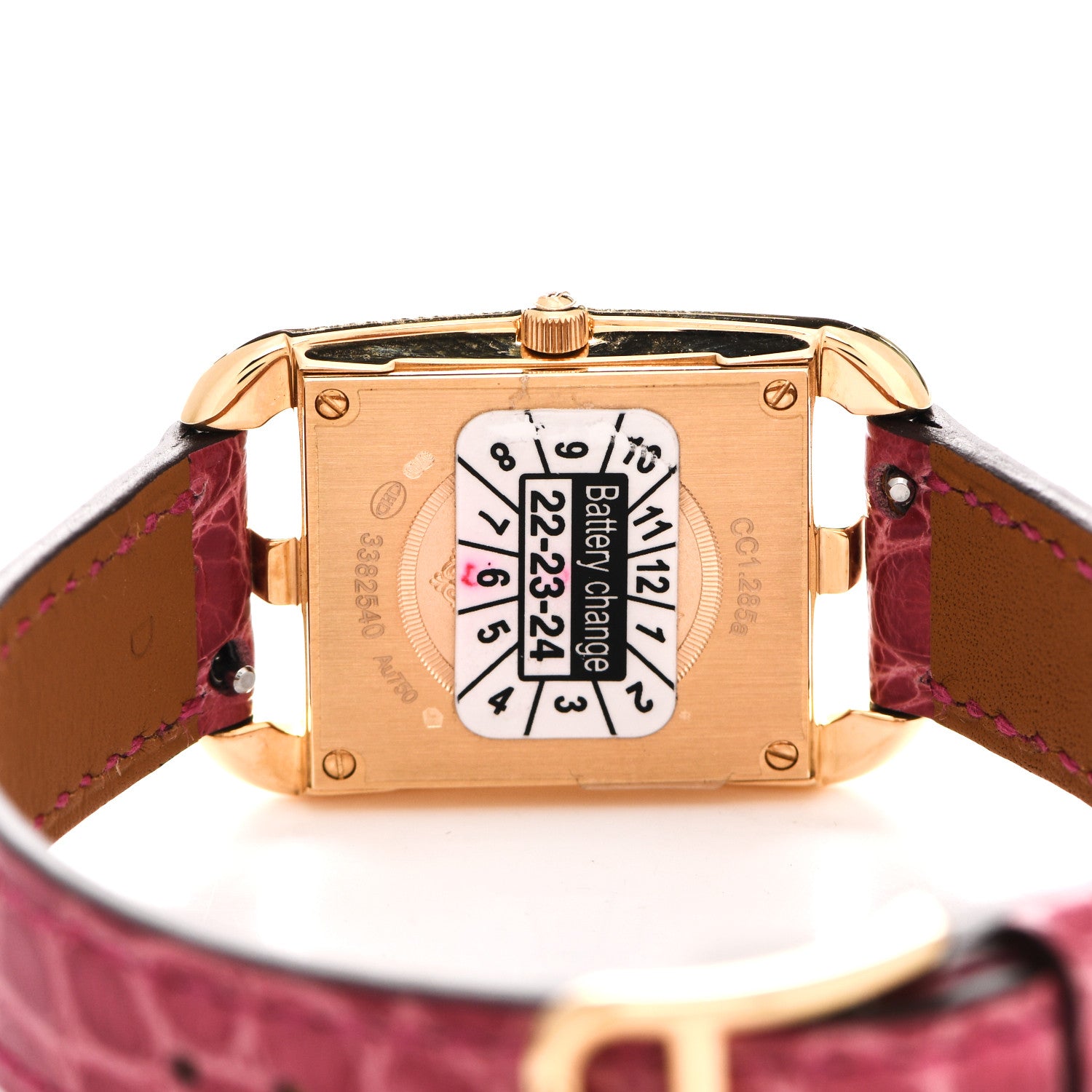 Hermes 18K Yellow Gold Alligator Diamond Mother of Pearl 23mm Cape Cod Quartz Watch Braise 4 of 5