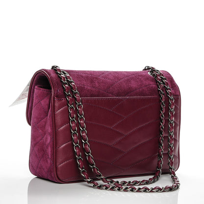 Chanel Suede Lambskin Scallop Quilted Medium Pagoda Flap Purple 2 of 12