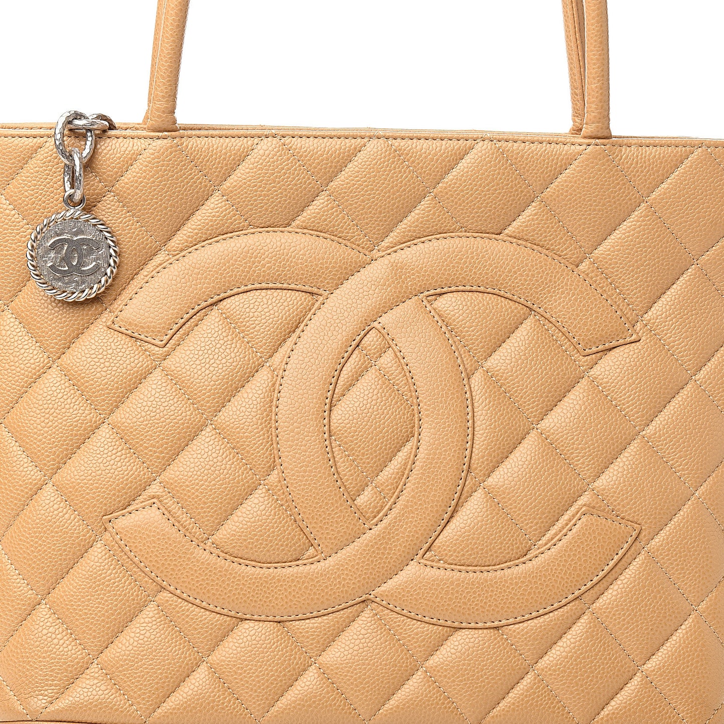 Caviar Quilted Medallion Tote Beige