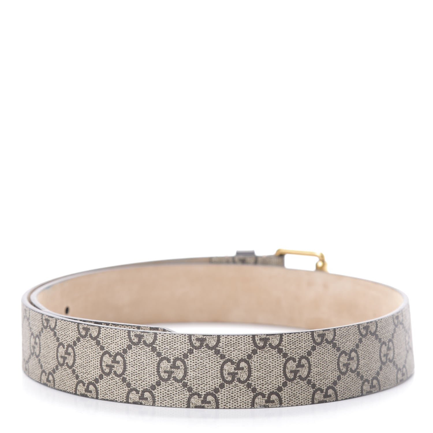 Gucci GG Supreme Monogram Selleria Calfskin Kingsnake 35mm Belt 85 34 Beige Ebony Multicolor Cocoa 2 of 5