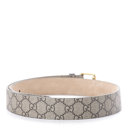 Gucci GG Supreme Monogram Selleria Calfskin Kingsnake 35mm Belt 85 34 Beige Ebony Multicolor Cocoa 2 of 5