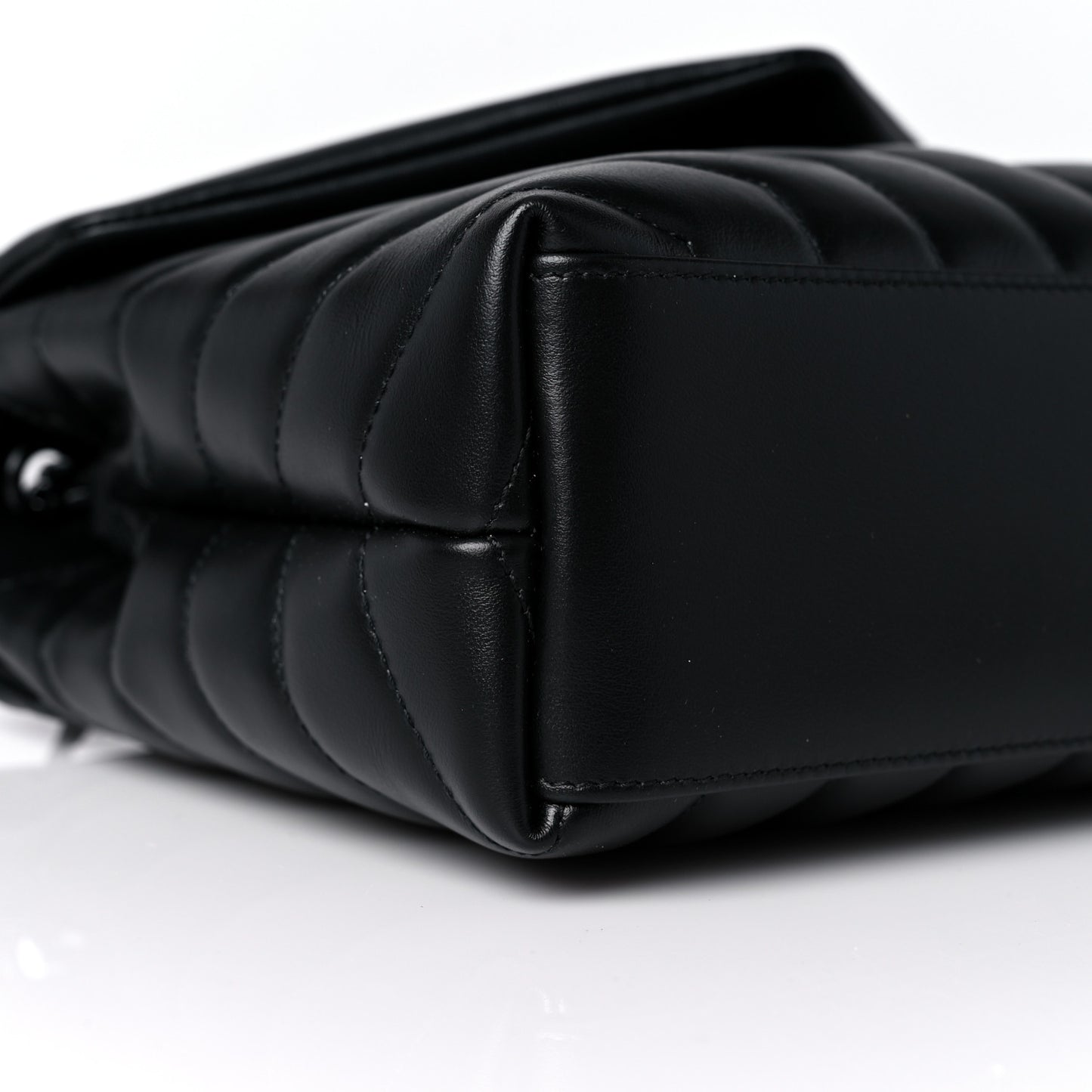 Calfskin Y Quilted Monogram Small Loulou Chain Satchel Black