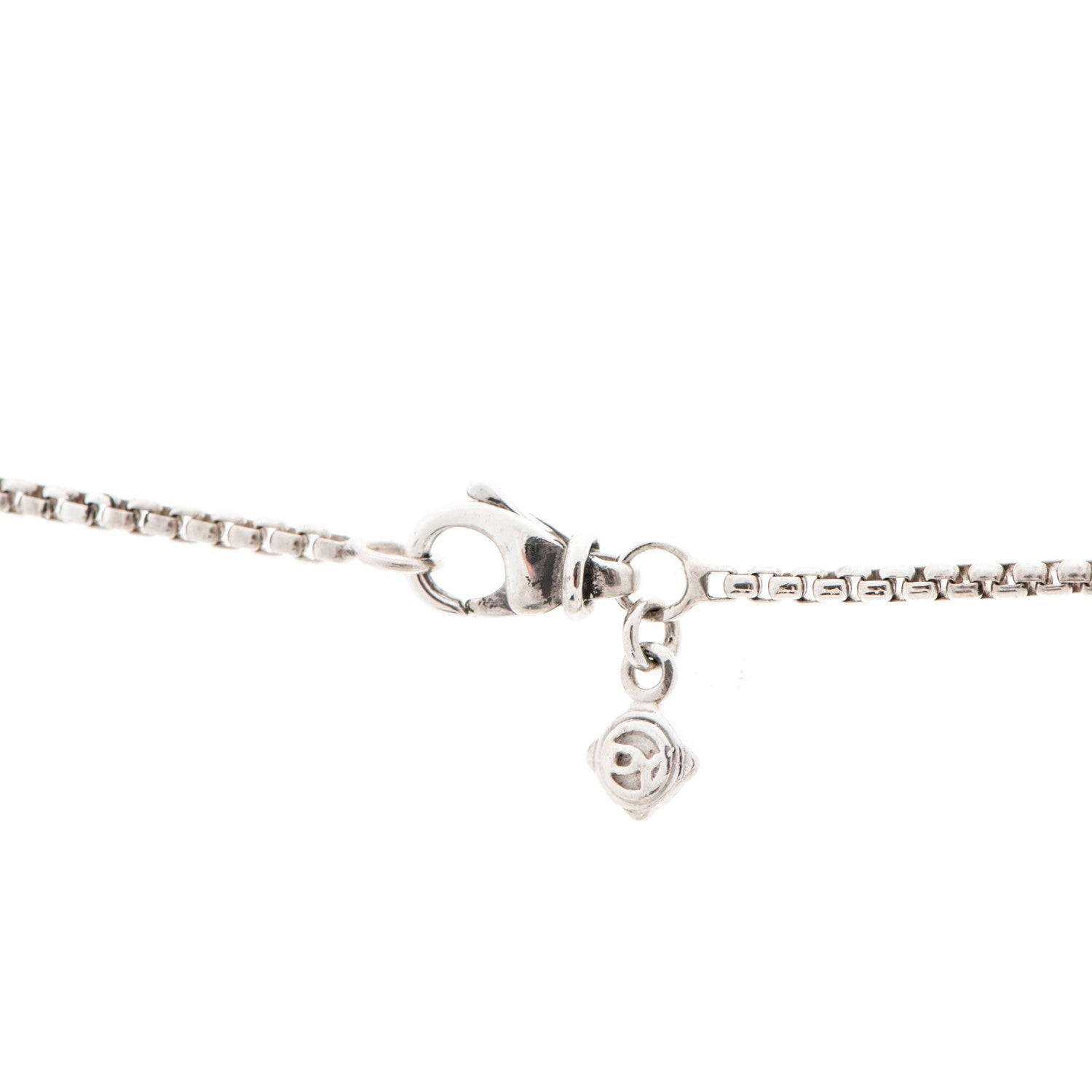 David Yurman Sterling Silver Diamond 30mm Thoroughbred Pendant Necklace 4 of 4