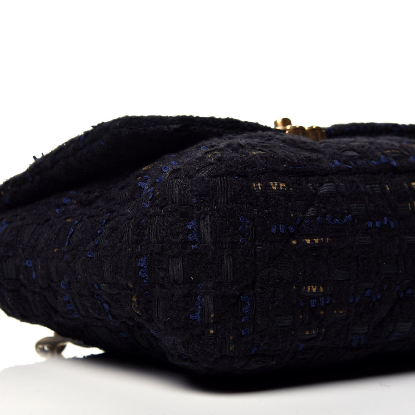 Tweed Quilted Large Chanel 19 Flap Black Navy Gold