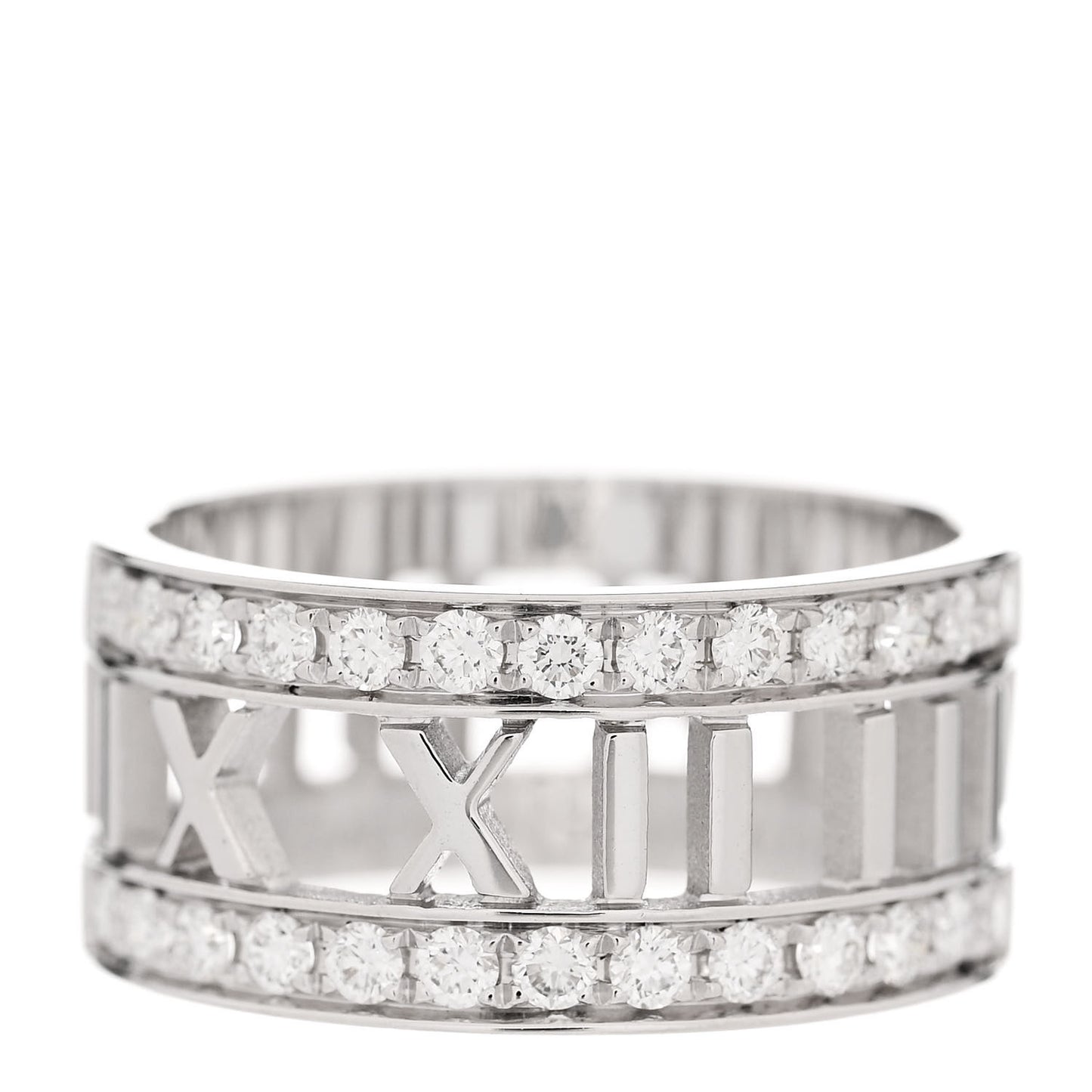 18K White Gold Diamond Wide Atlas Open Ring 51 5.75