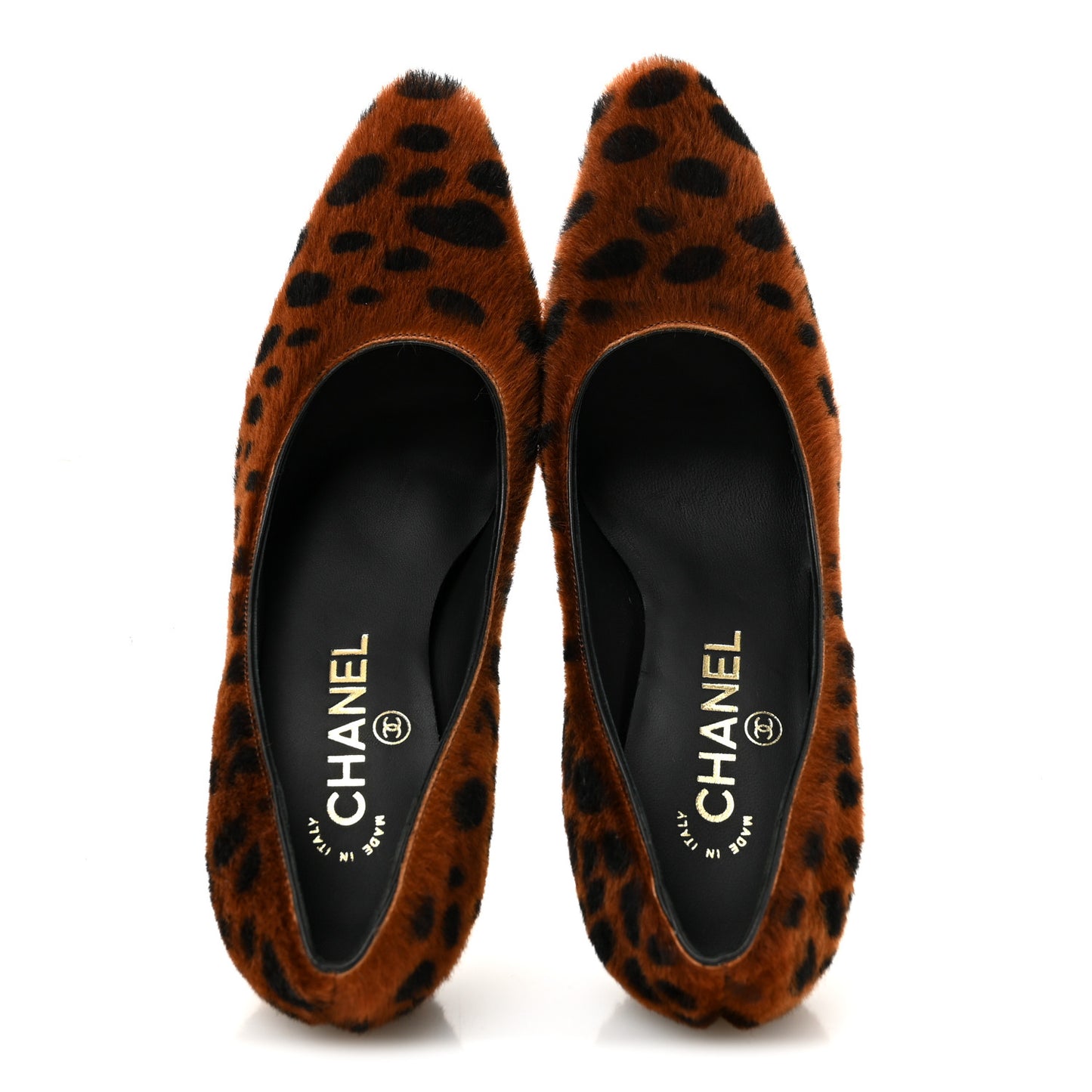 Pony Hair Lambskin Pumps 36.5 Brown Black