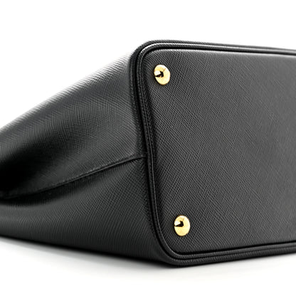 Prada Saffiano Cuir Small Double Bag Black Fuoco 9 of 10