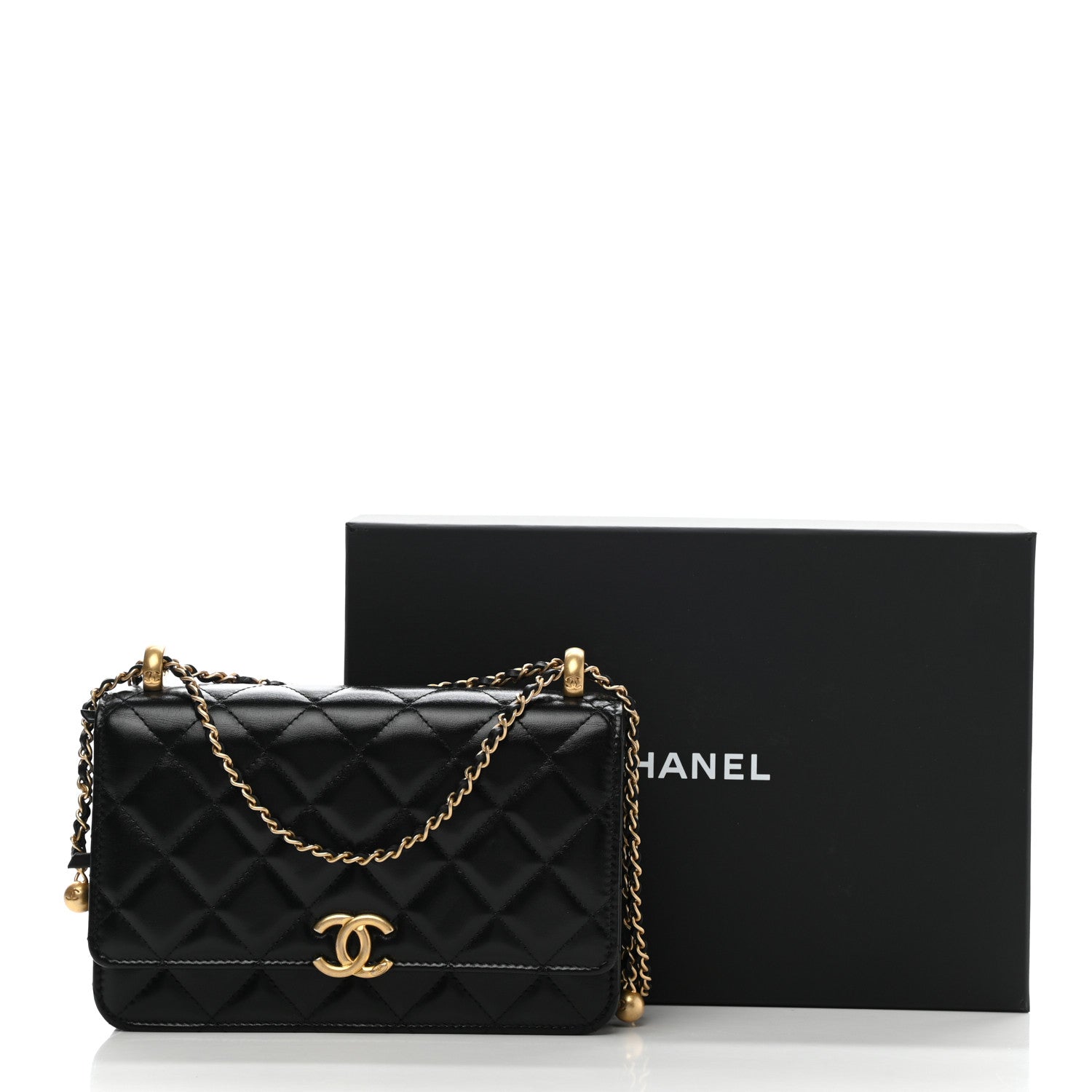 Chanel Calfskin Quilted Perfect Fit Wallet On Chain WOC Black 12 of 12