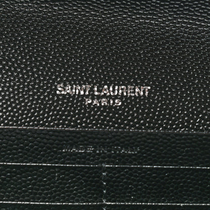 Saint Laurent Grain De Poudre Matelasse Chevron Monogram Flap Wallet Black 6 of 8