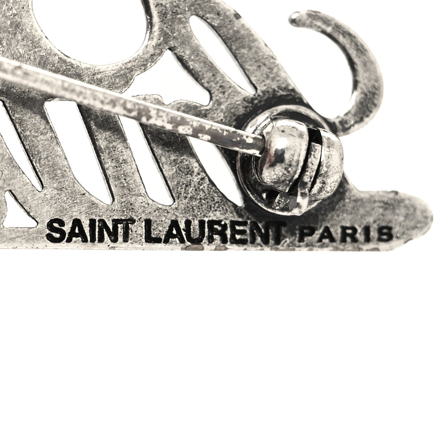 Brass Metal Logo Brooch Silver