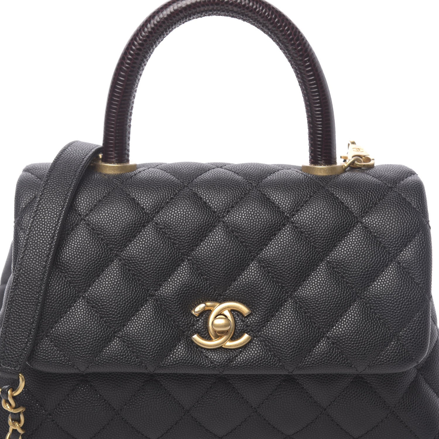 Chanel Caviar Lizard Embossed Quilted Mini Coco Handle Flap Black 10 of 10